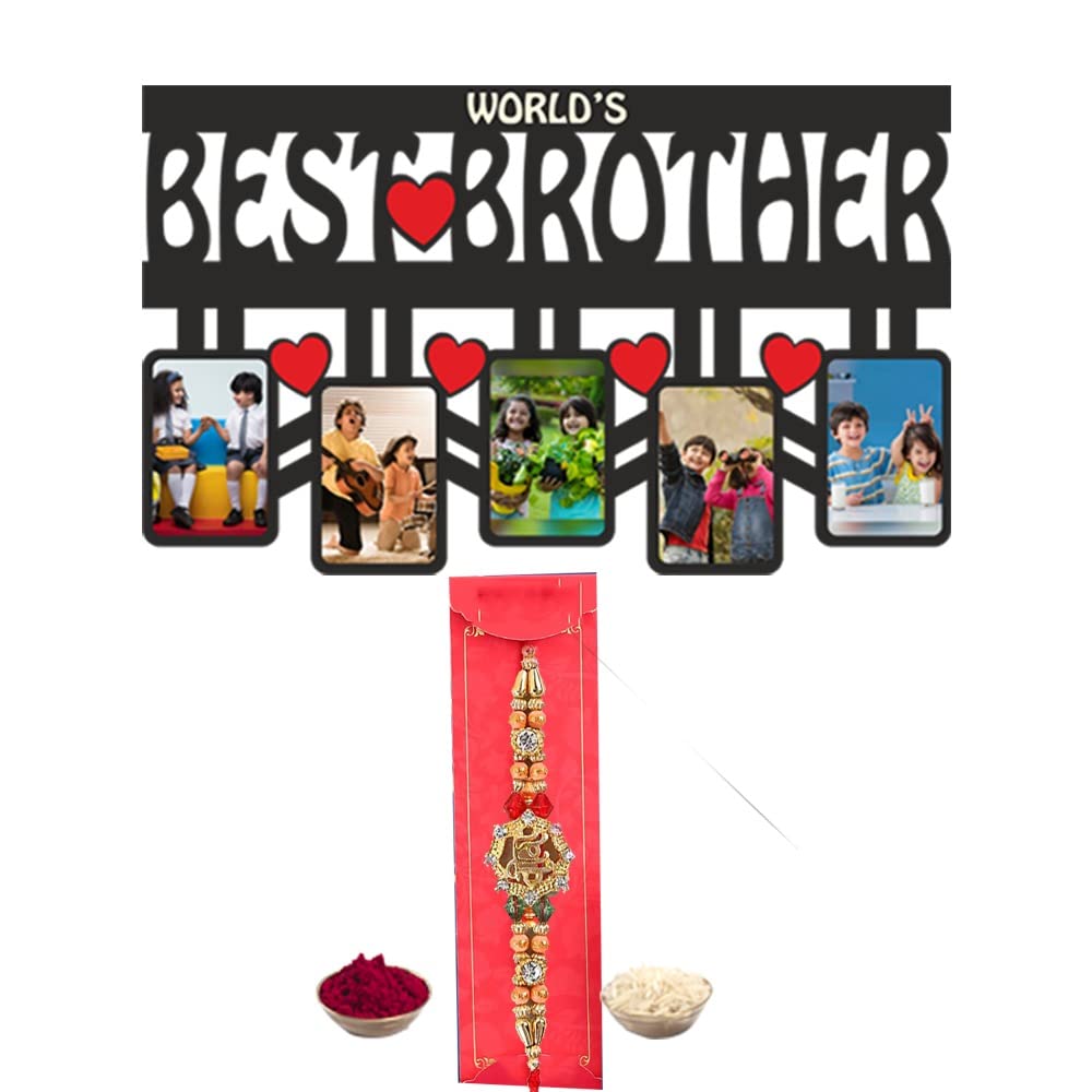 MyGiftyShop Customized Worlds Best Brother Wooden Wall Photo Frame 15 X 9 in | Rakshabandhan Rakhi Birthday Sorry Gift for broth